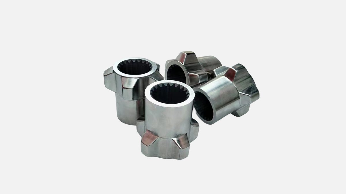 Complete screw shaft assembled with mixing and conveying elements